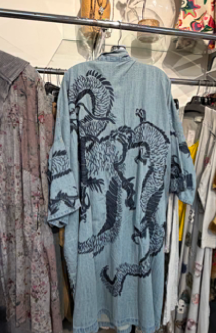 Paper Lace Denim Dragon Kimono