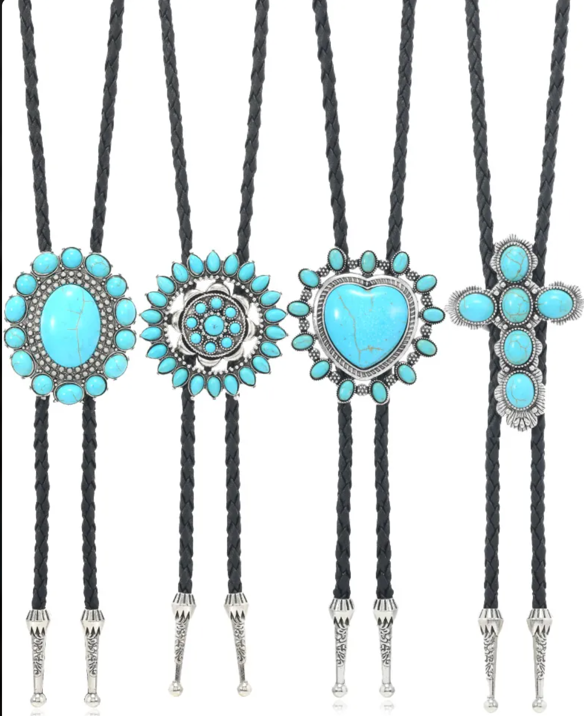 Western Oval Boho Tie on Leather Rope