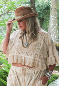 Jaded Gypsy Softly Worn Eyelet Top - Oatmeal