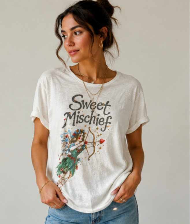 House of Jaded Gypsy Worn and Weathered Tee-   Sweet Mischief