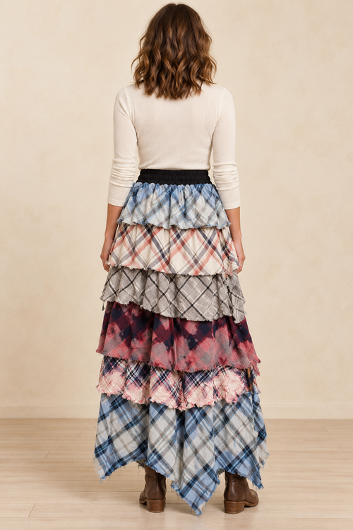 A Rare Bird Ruffle Flannel Skirt