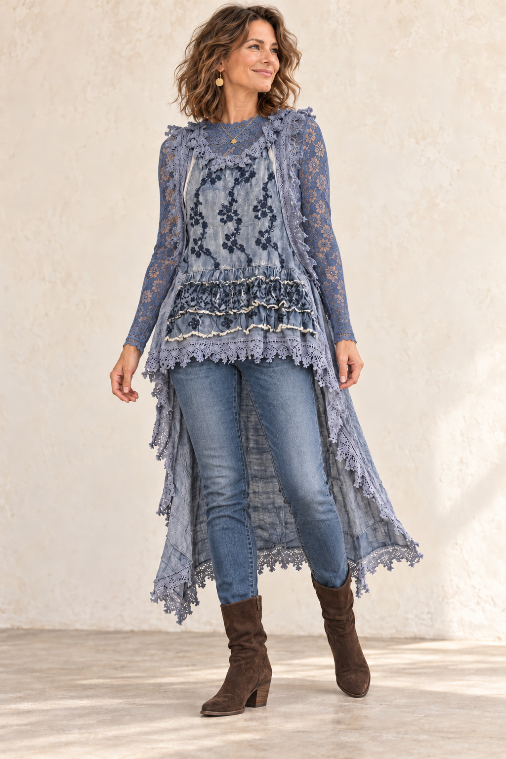 Ruffle Up Hi-Lo Top - Chambray
