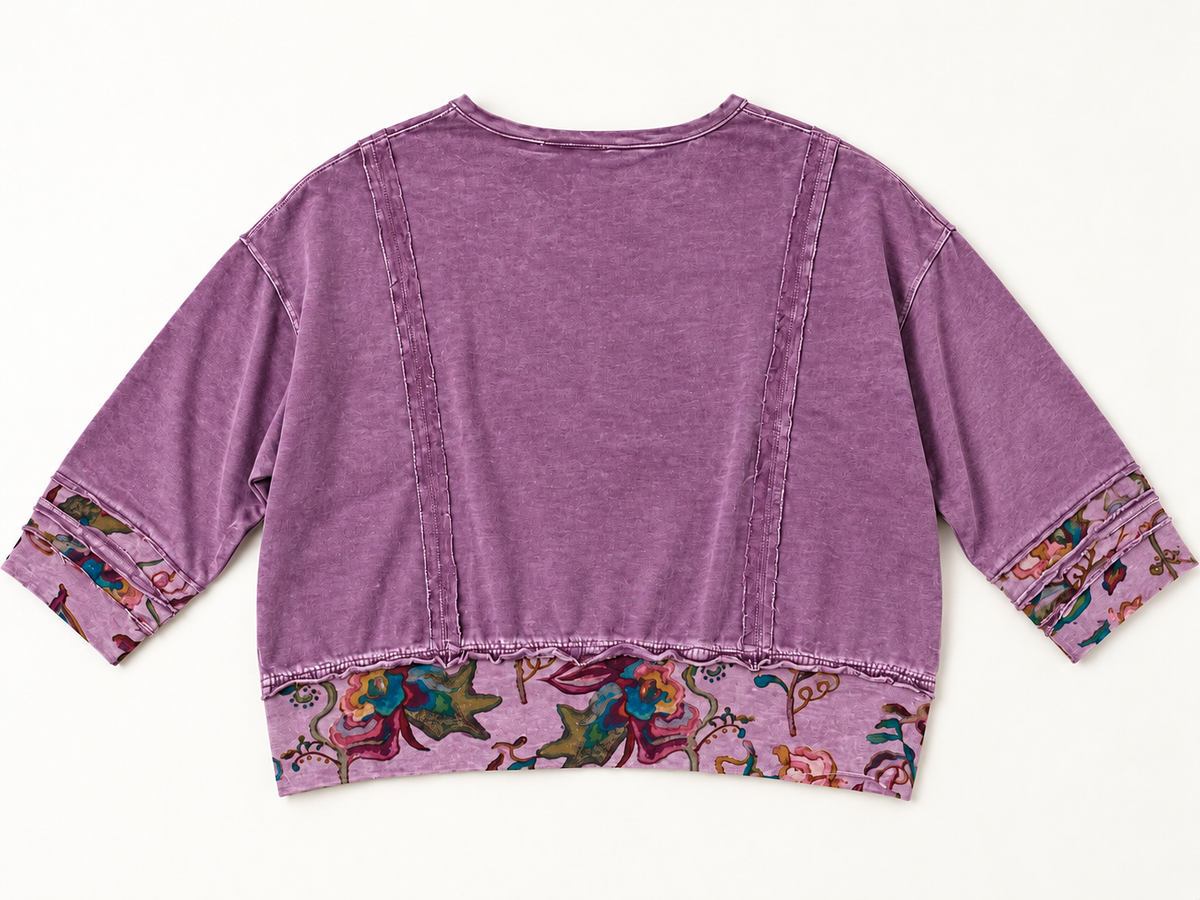 Paper Lace Purple Floral Print Sweatshirt
