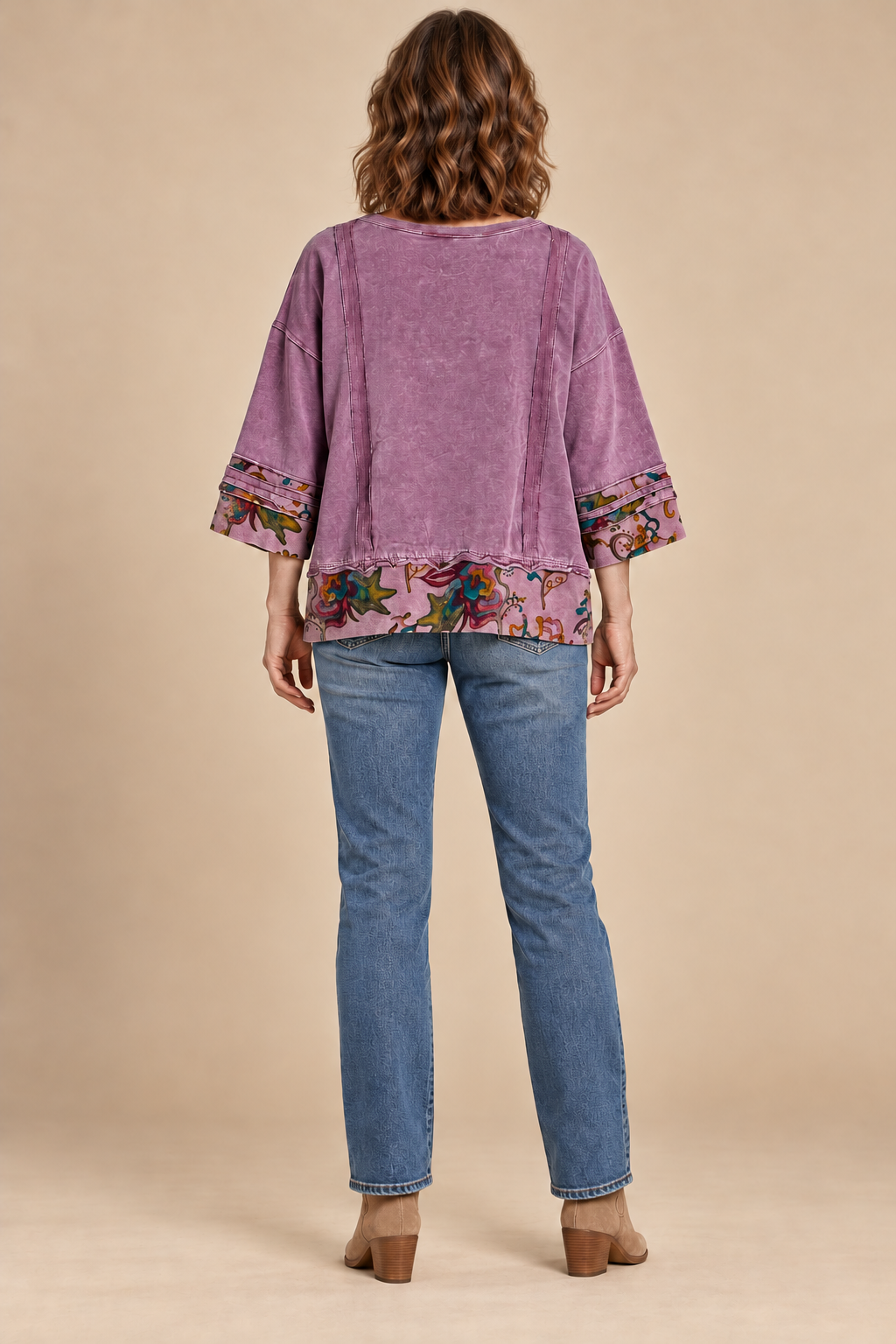Paper Lace Purple Floral Print Sweatshirt