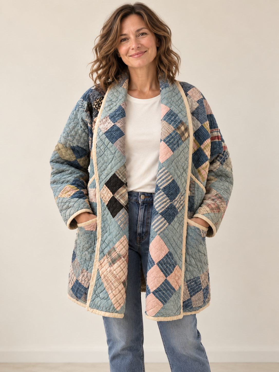 Vintage Quilt in Blues Coat