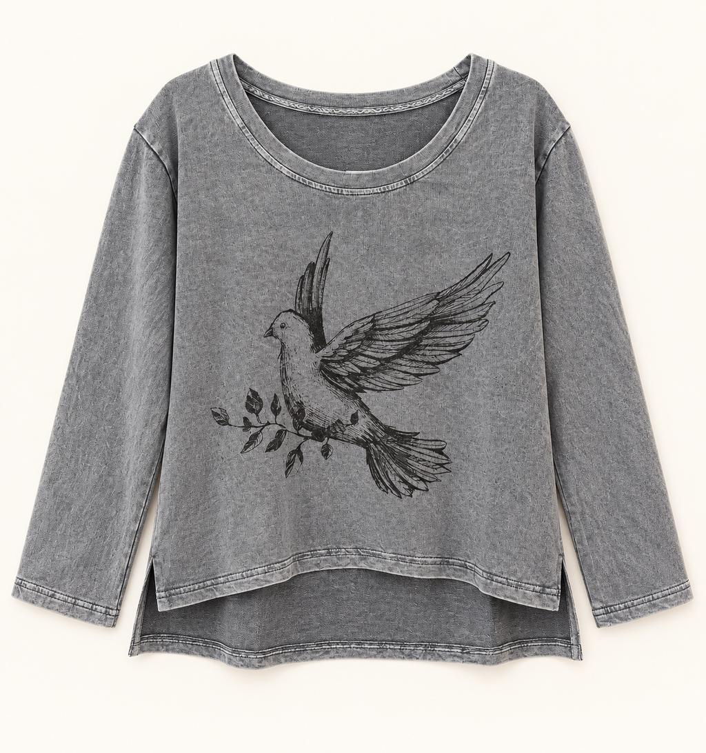 Paper Lace Grey Bird Top
