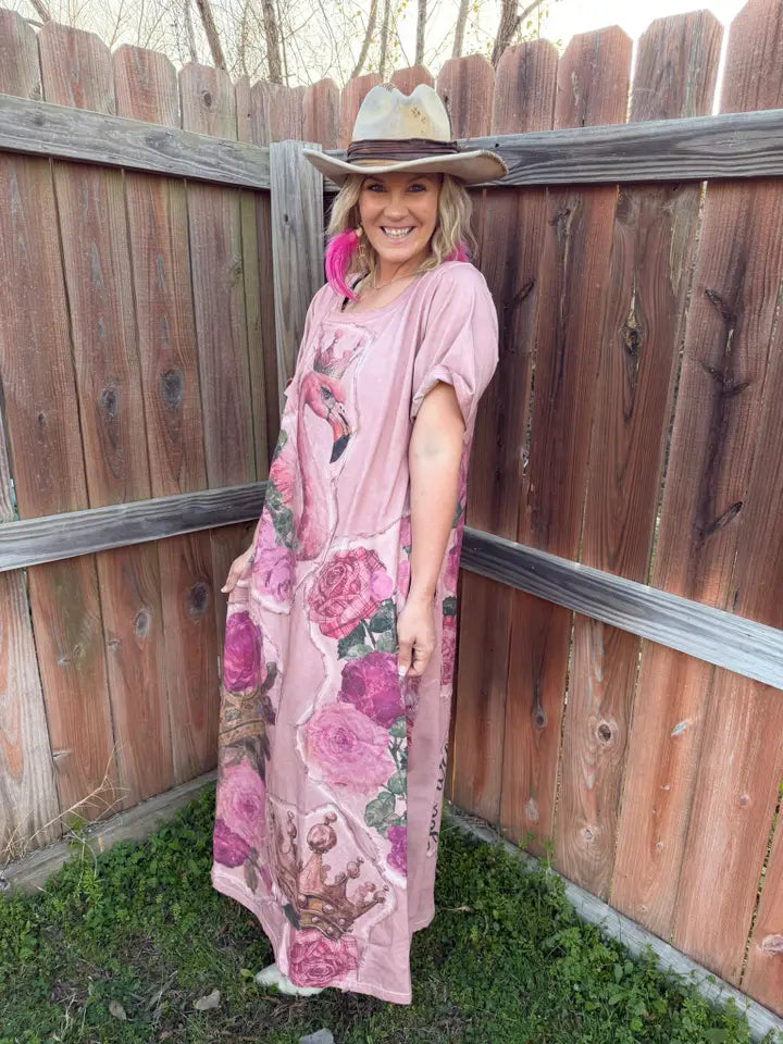 Rare Bird Pink Flamingo T-Shirt Dress