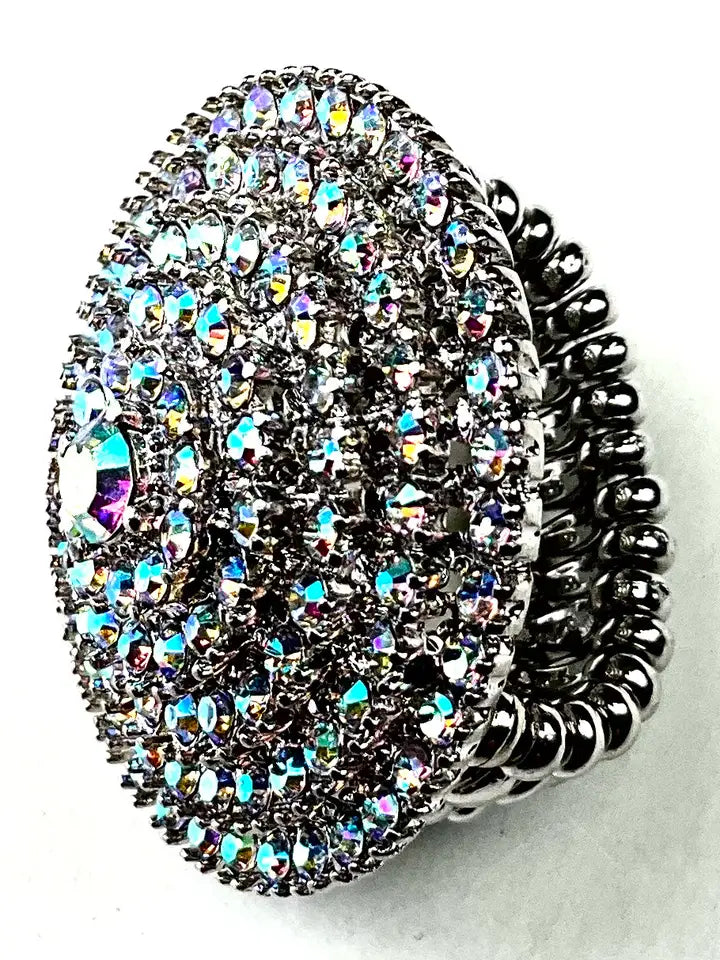 Oval Bling Crystal Stretch Ring