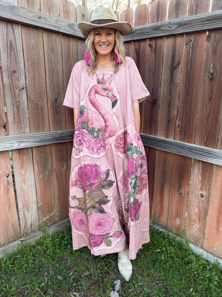 Rare Bird Pink Flamingo T-Shirt Dress