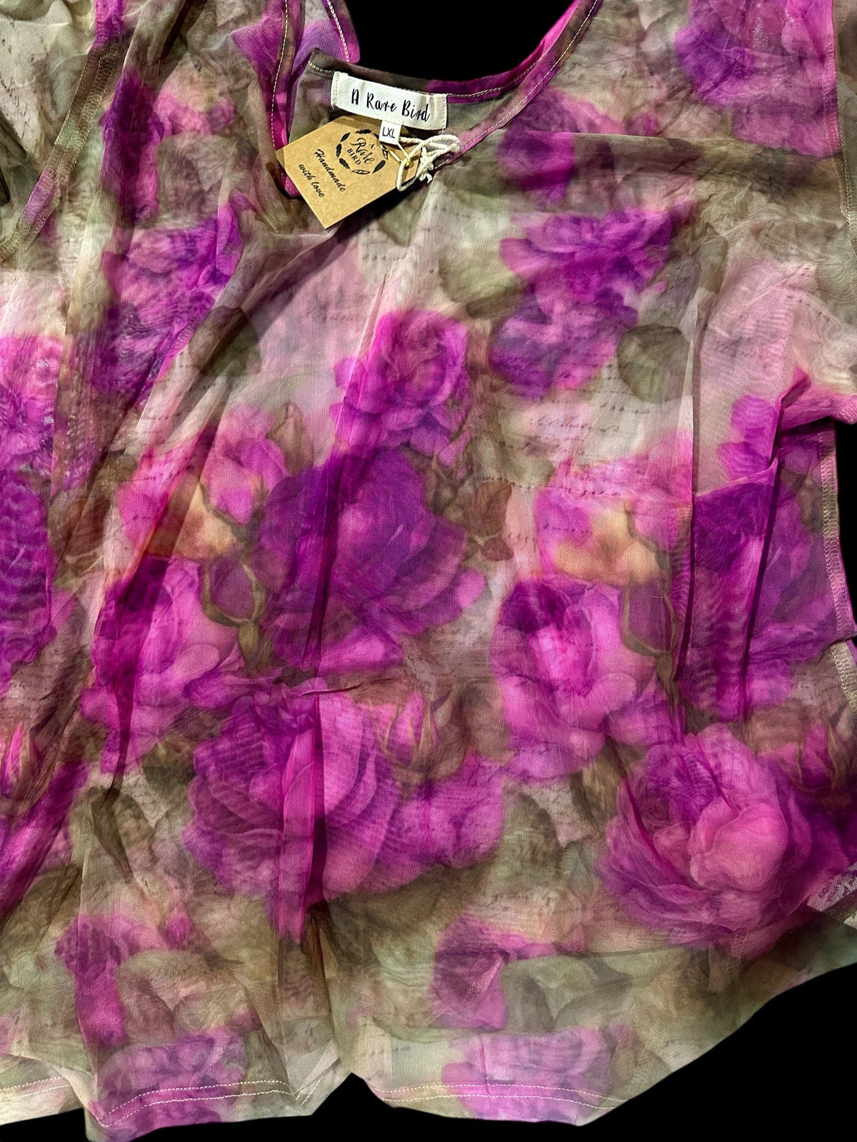 Rare Bird Mesh Top  Roses Roses