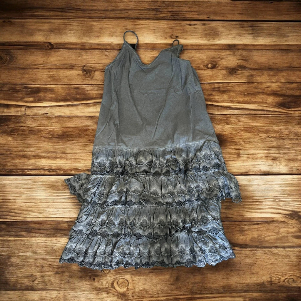 Rare Bird  Ruffled Slip Dress  Charcoal