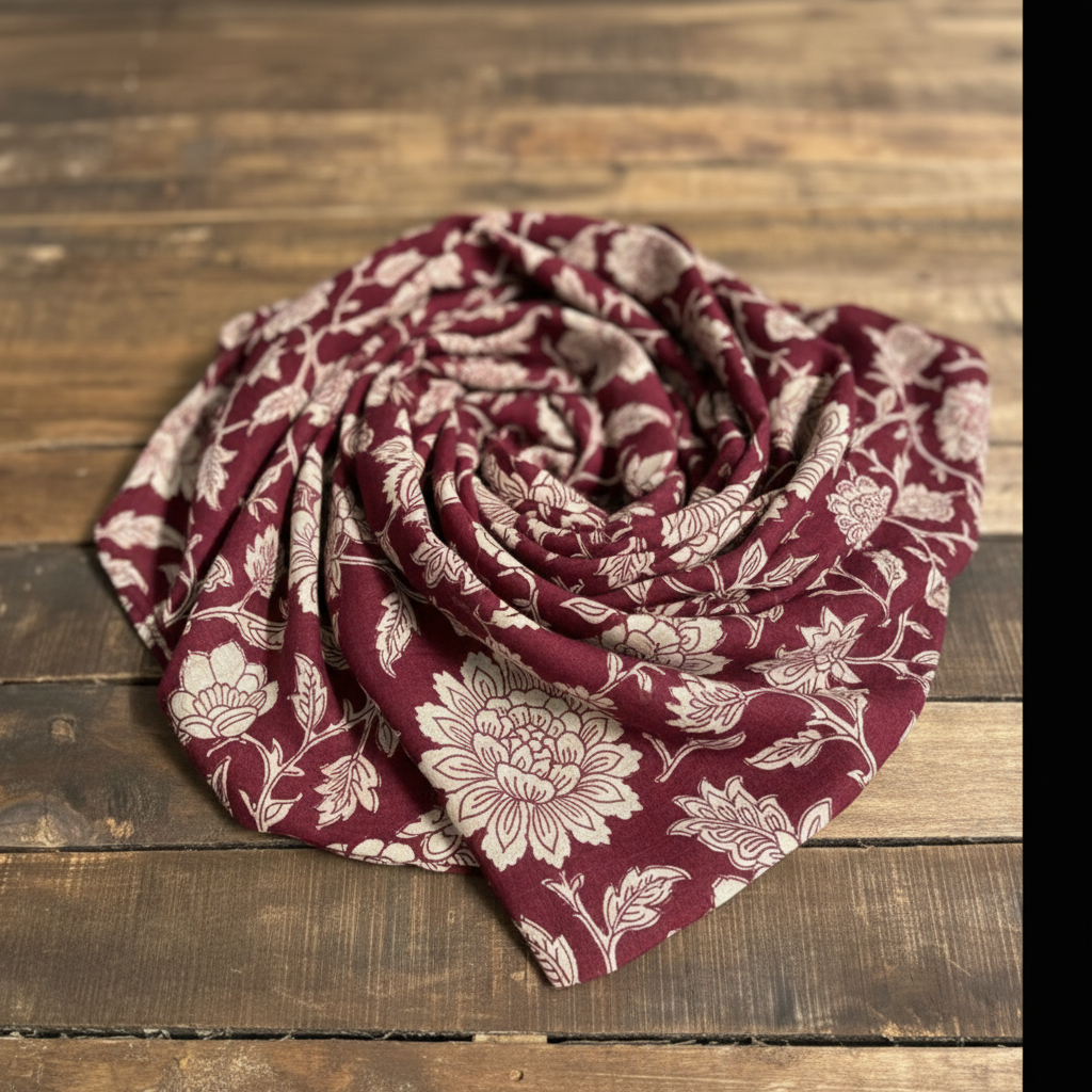 Burgundy Floral Scarf