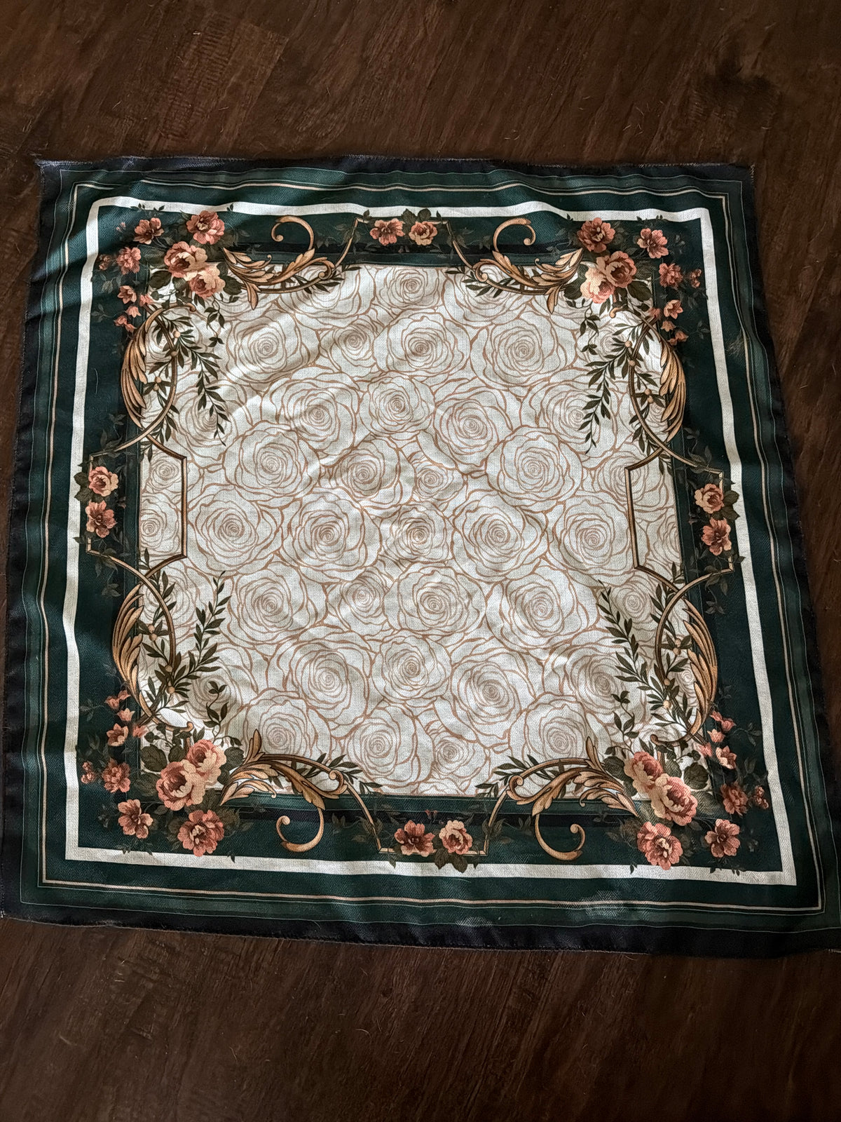 A Rare Bird Hunter Green Floral Scarf