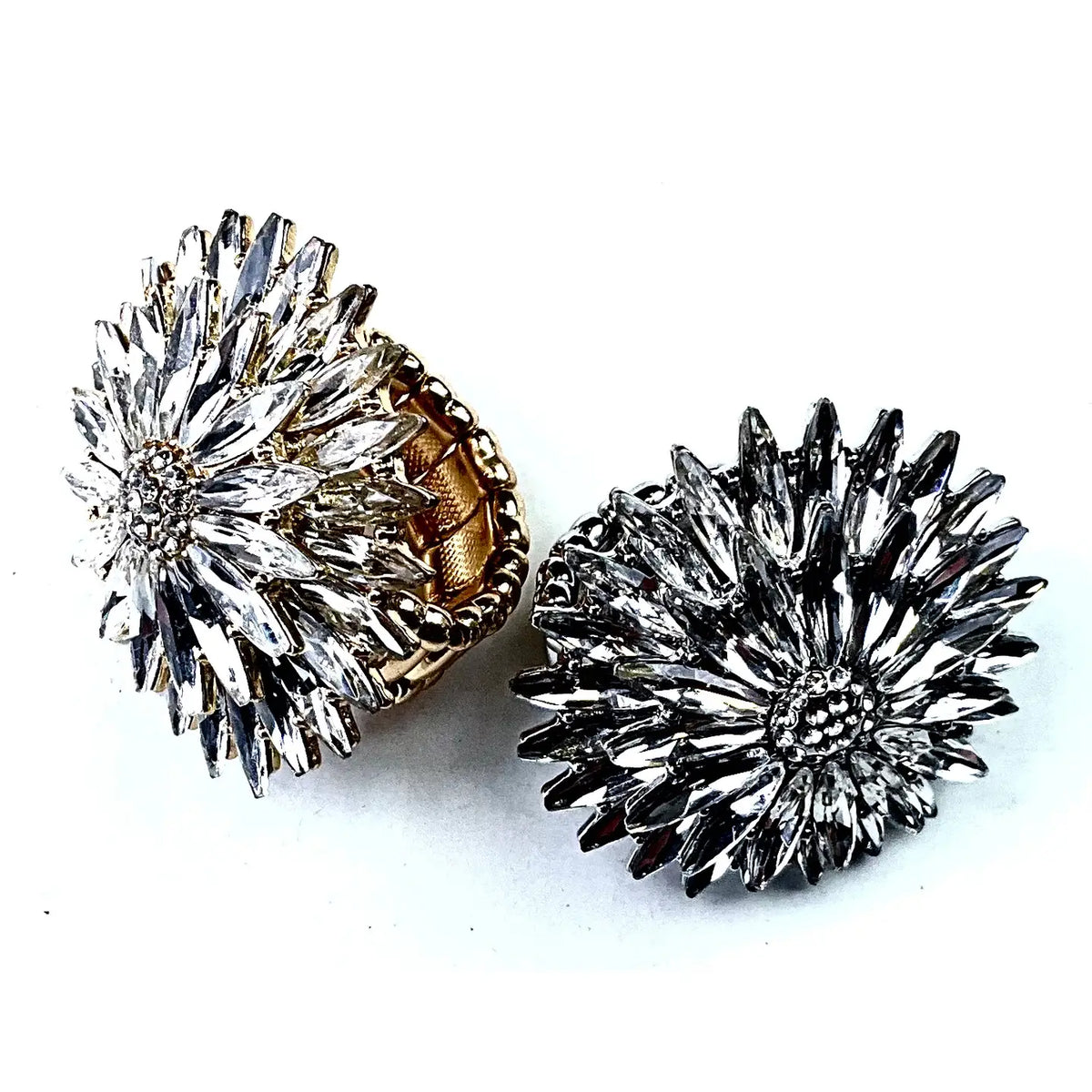 Flower Burst Stretch Ring - Silver