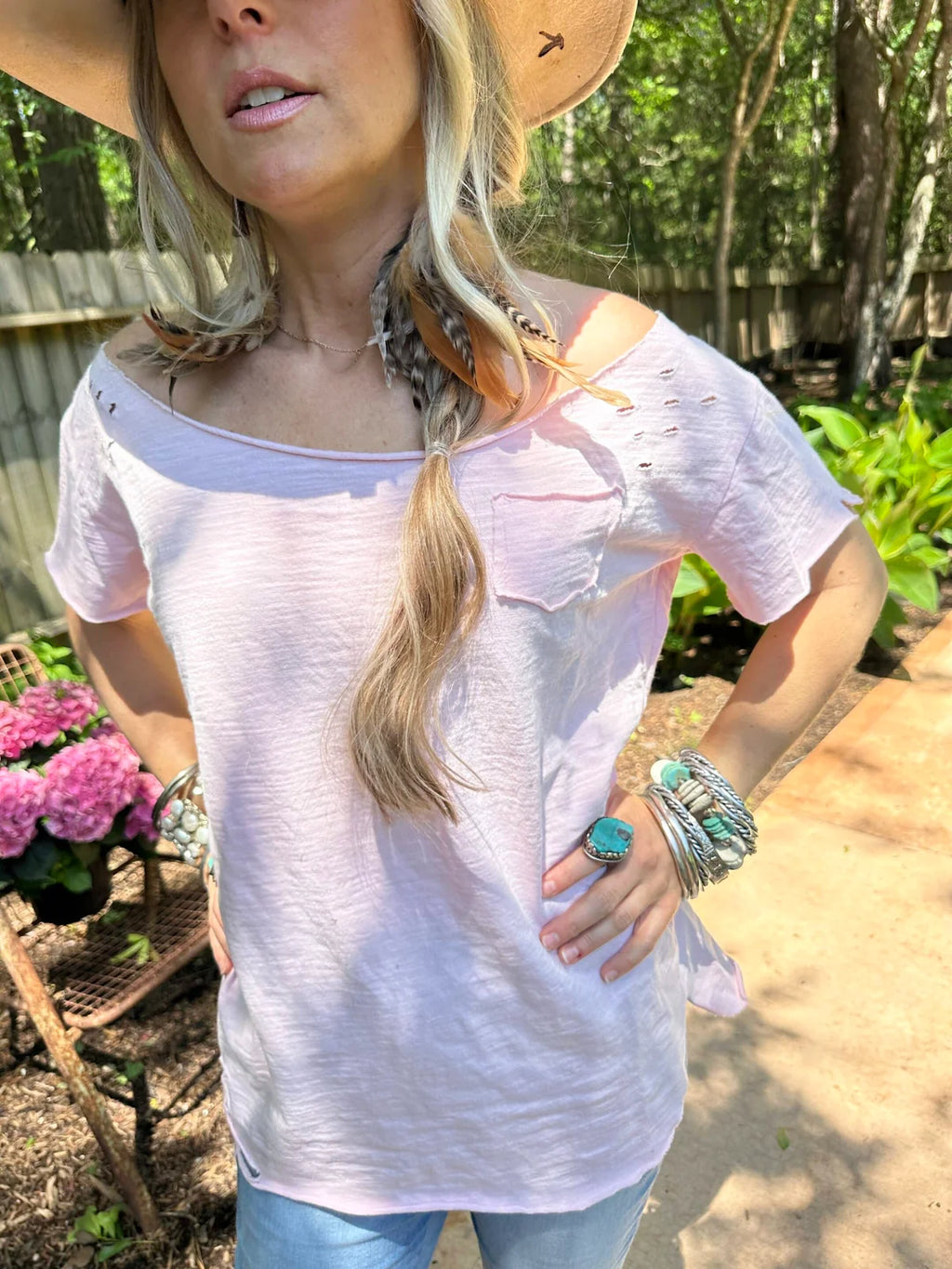 Rare Bird Ripped Pocket T