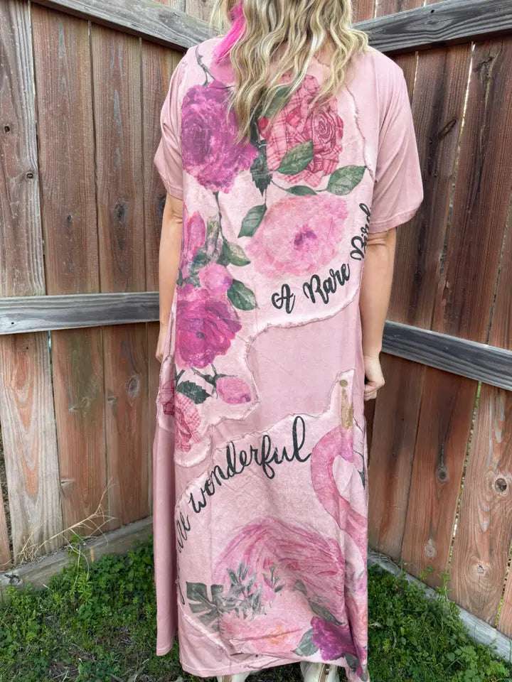 Rare Bird Pink Flamingo T-Shirt Dress