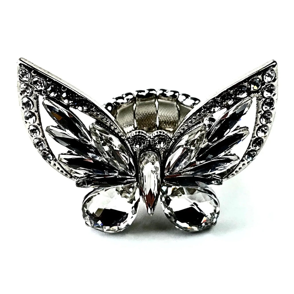 Crystal Stretch Butterfly Ring