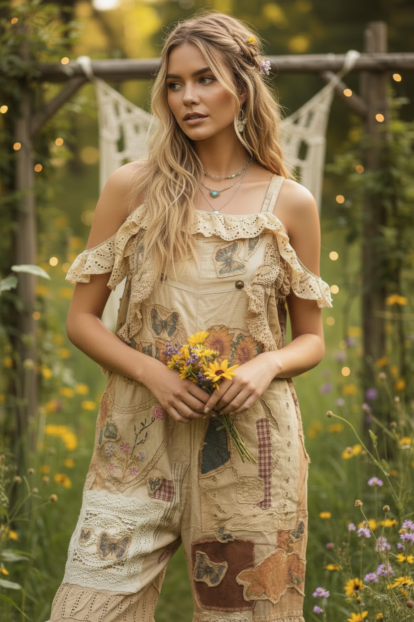 Floral Meadows Overalls - Corrected Ruffle