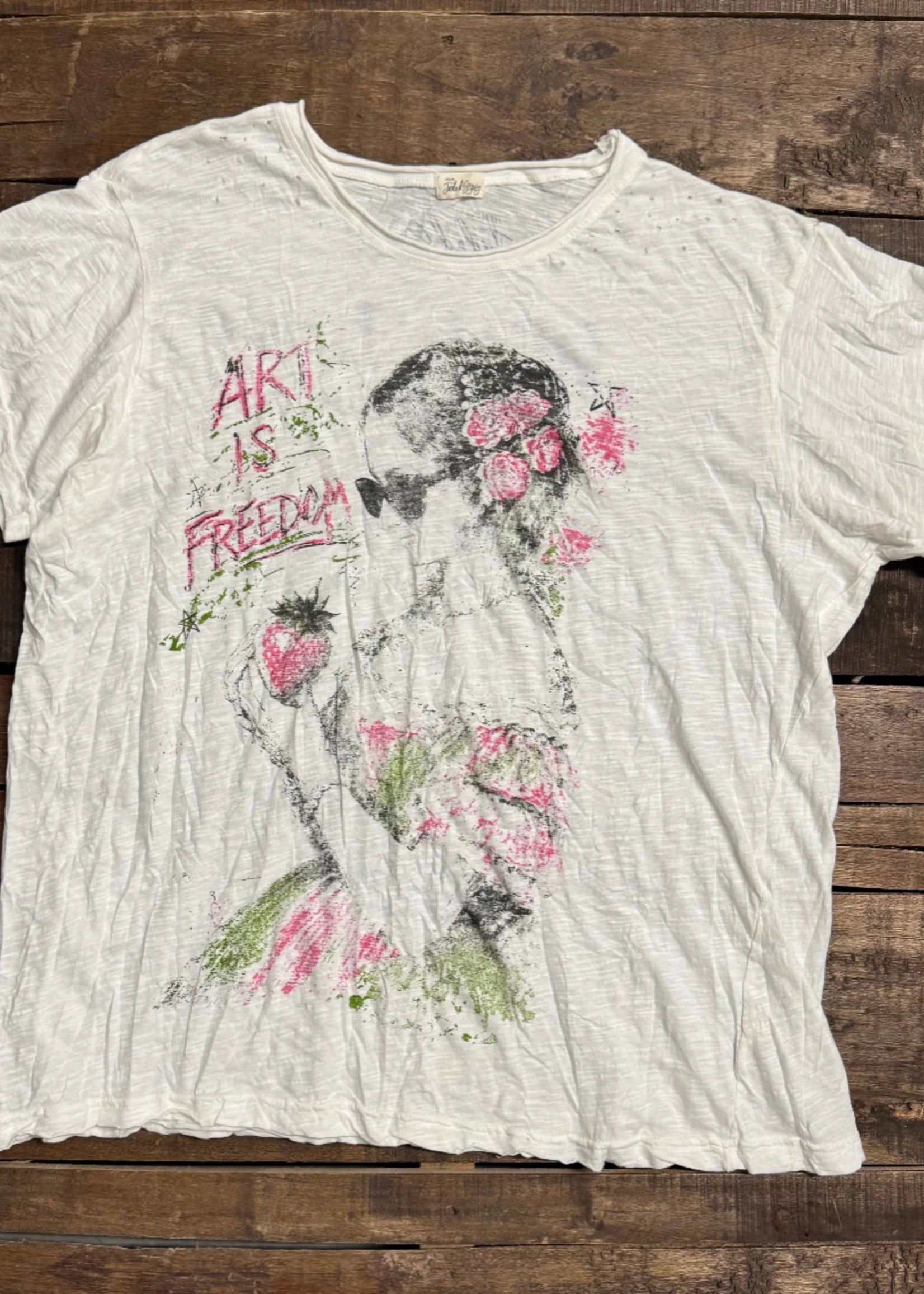 Jaded Gypsy Worn and Weathered Tee- Moon Dust
