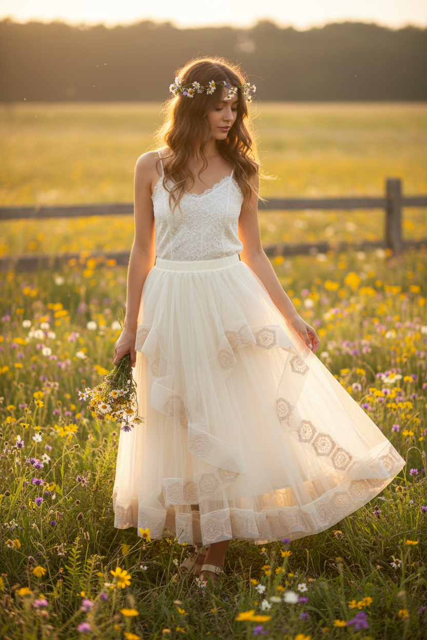 Jaded Gypsy Ruffles Dreams Skirt on Model
