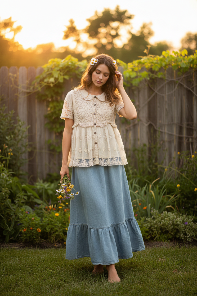 Jaded Gypsy Trellis Dreams Top on Model