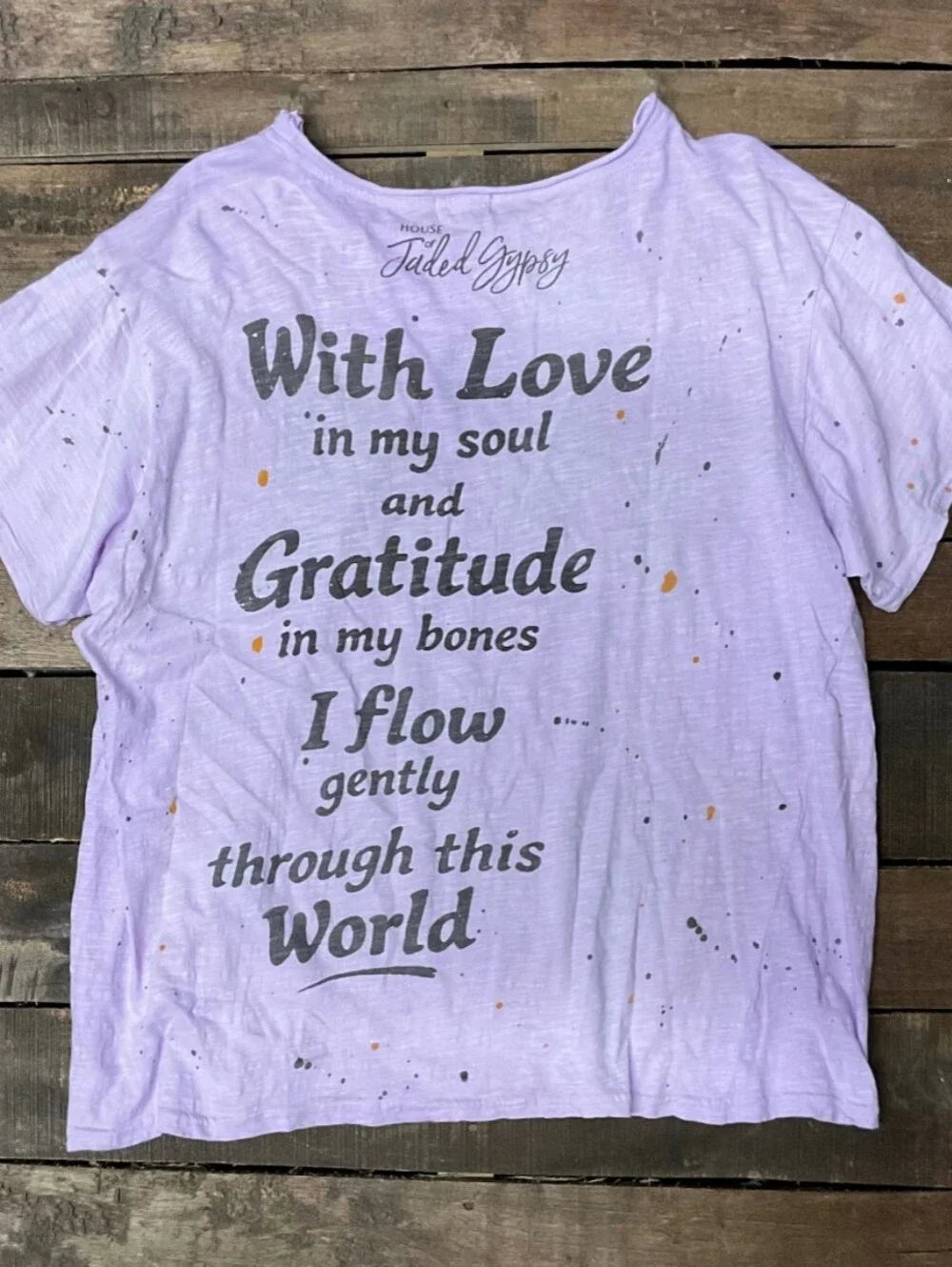 House of Jaded Gypsy Worn and Weathered Tee- Moon Dust