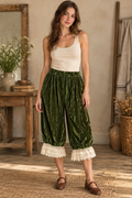 Model wearing the olive bloomers