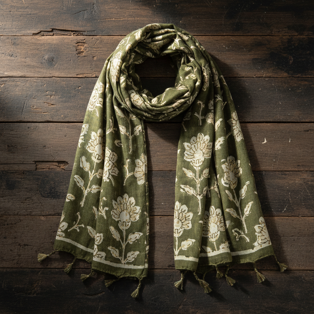 Olive Floral Scarf
